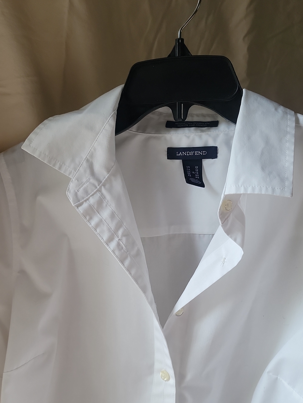 Lands' End Women's White Short-Sleeve Button-Up Shirt